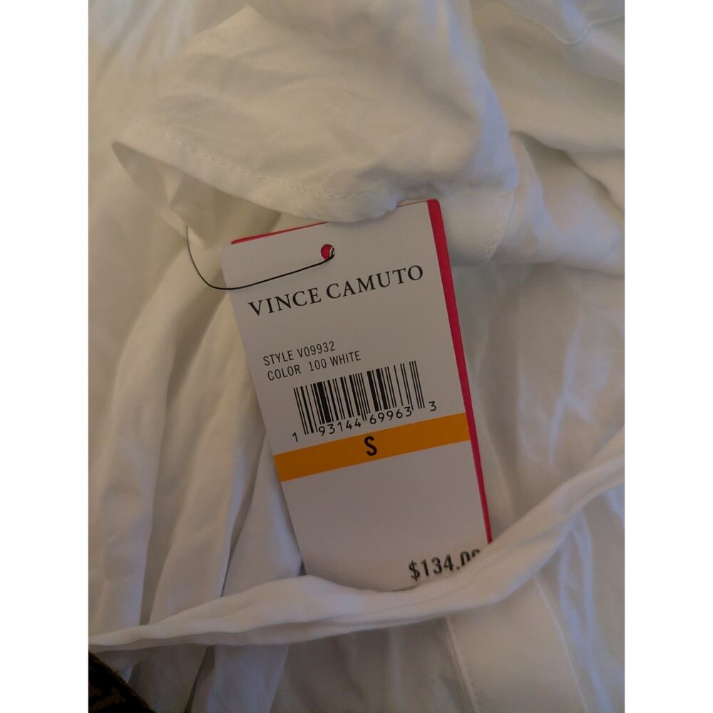 NWT Vince Camuto Shirt Dress Swim Cover Up White Size S Button Front Tie #G15 - Picture 3 of 4